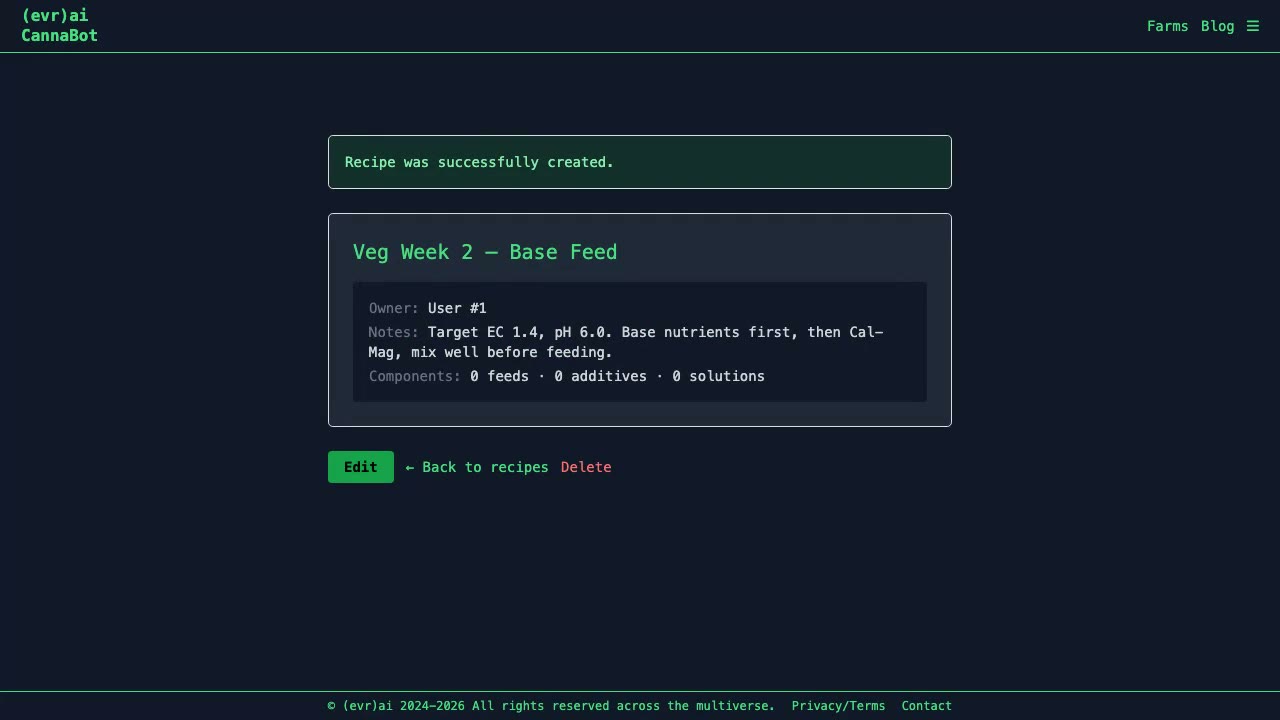 Build a nutrient recipe